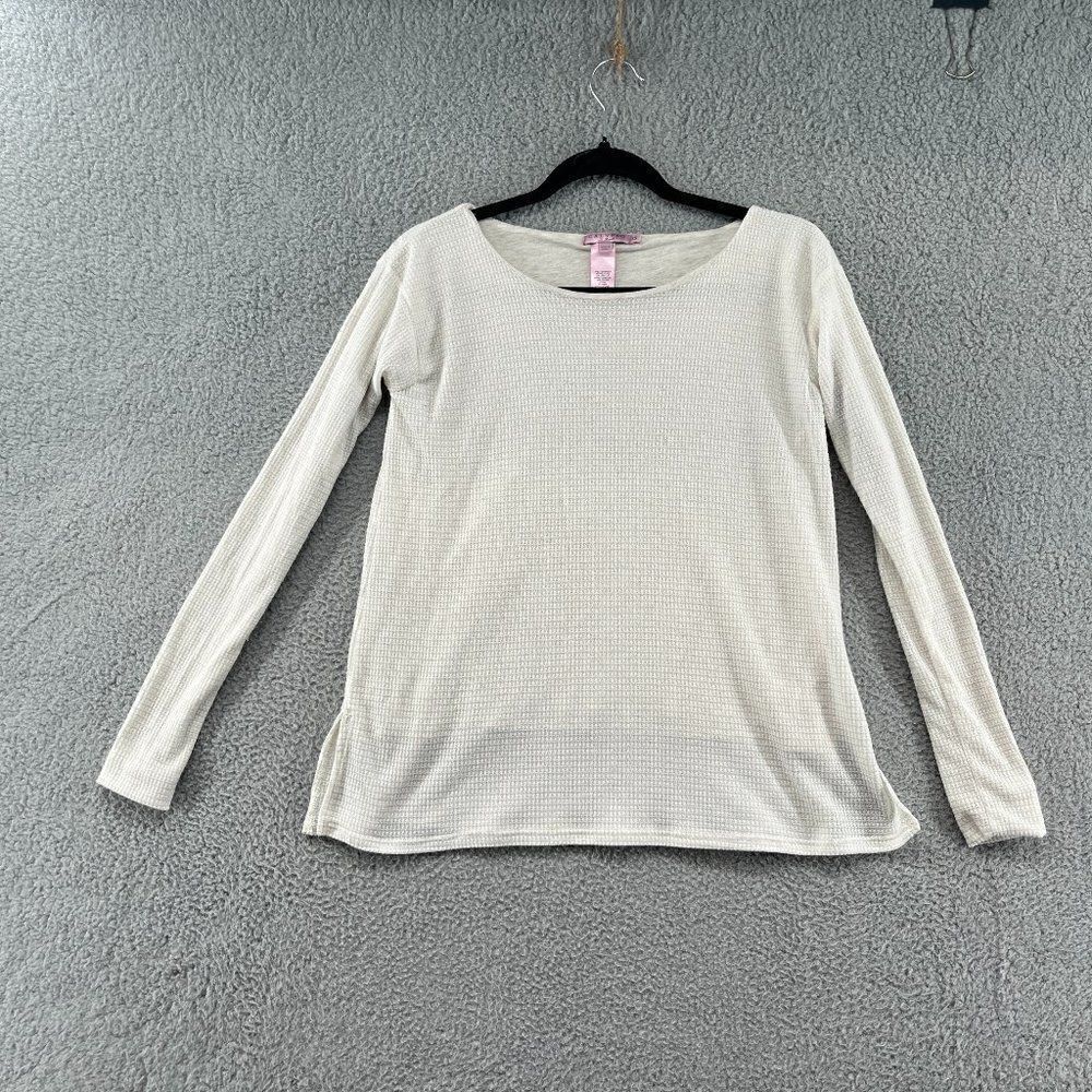 Calypso St Barth Long Sleeve Waffle Knit Top Cream Linen Blend Beachy XS